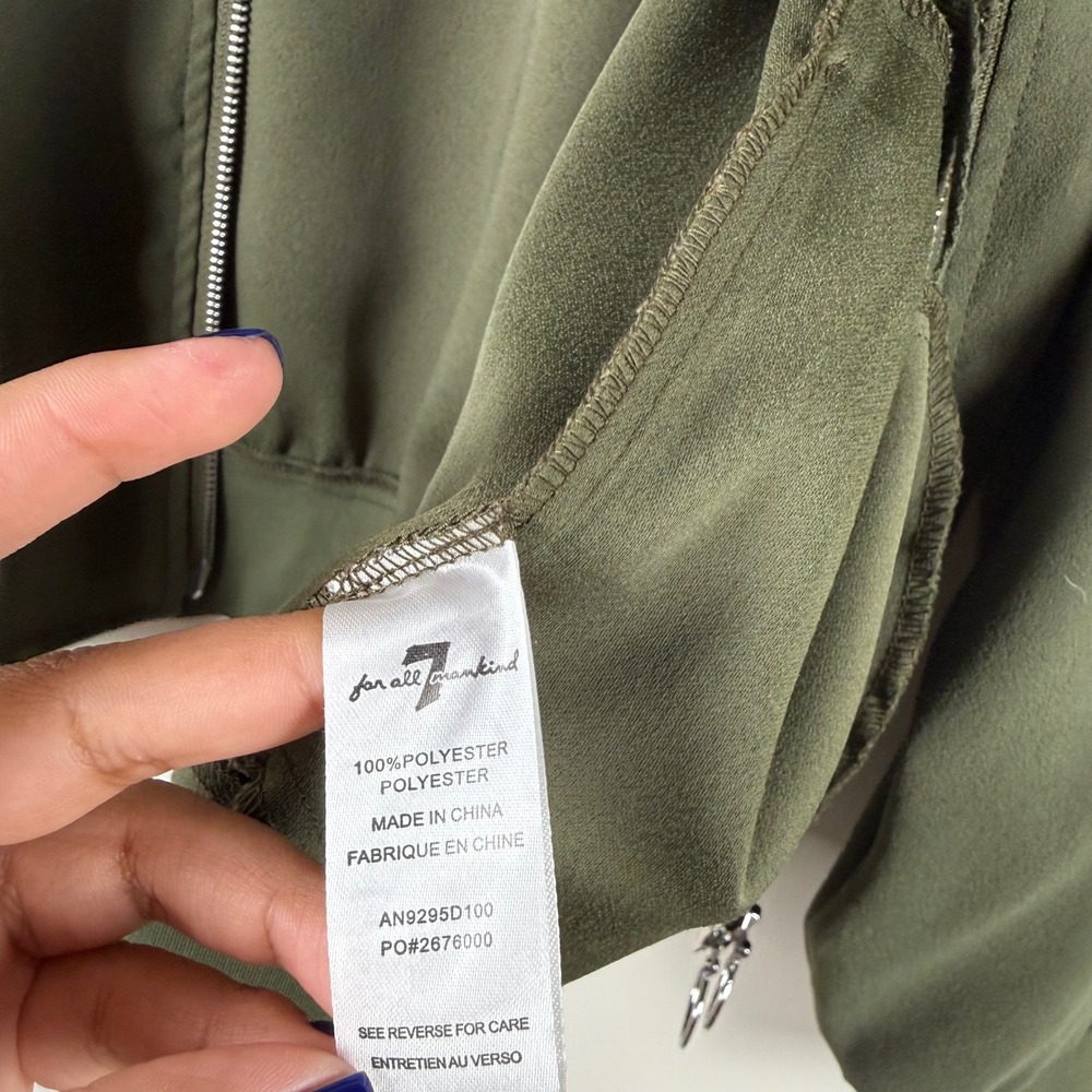 7 For All Mankind Olive Green Zip Up Bomber Jacket Women's Size‎ S - Picture 5 of 8